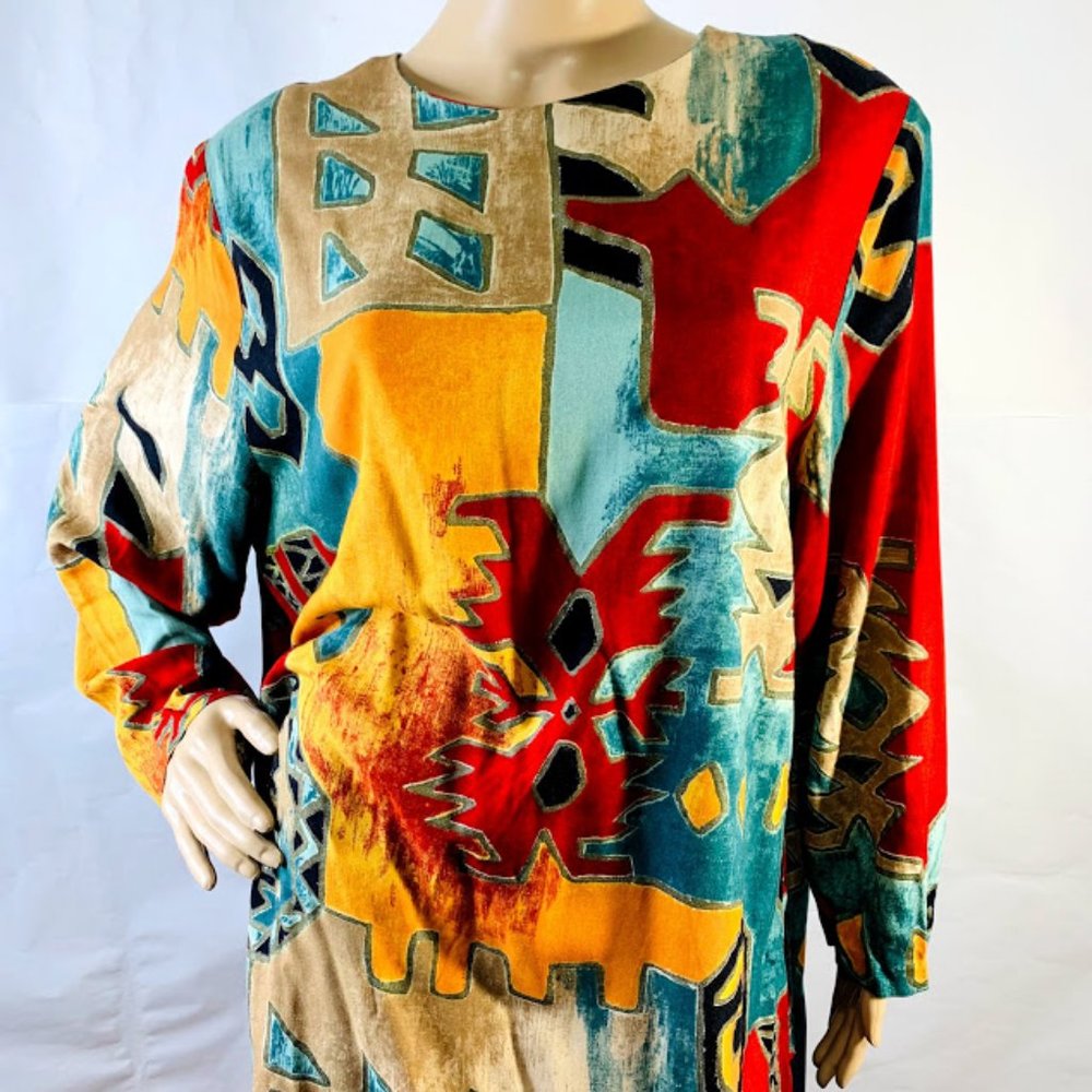 Vintage 80's IN CINQ Midi Dress Dropped Waist Zip